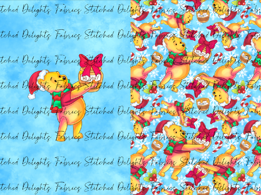 Pooh's Winter Wonderland Pooh Blue Santa Sack Panel