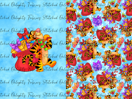 Pooh's Winter Wonderland Tigger Blue Santa Sack Panel
