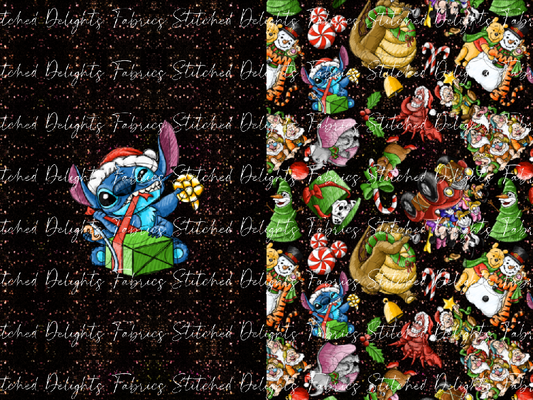 Sketchy Christmas Glitter Stitch Santa Sack Panel