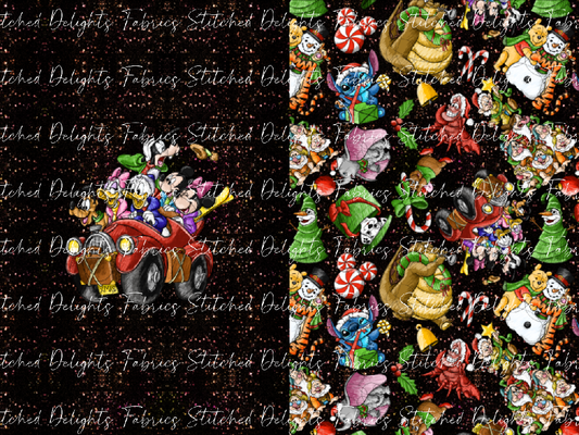 Sketchy Christmas Glitter The Gang Santa Sack Panel