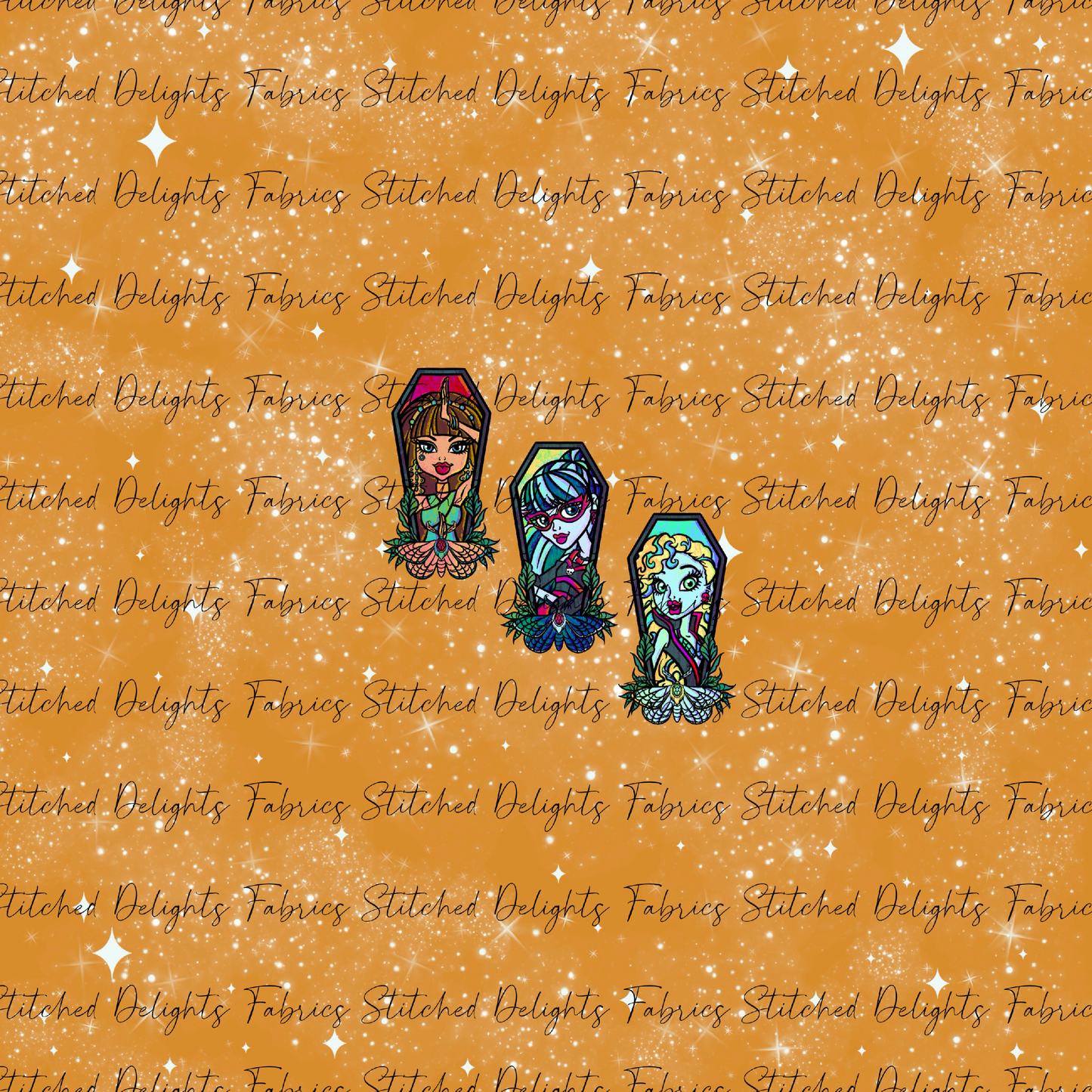 Monster High Coffins Group 2 Orange Shimmer Panel