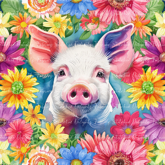 Floral Animals Pig 4