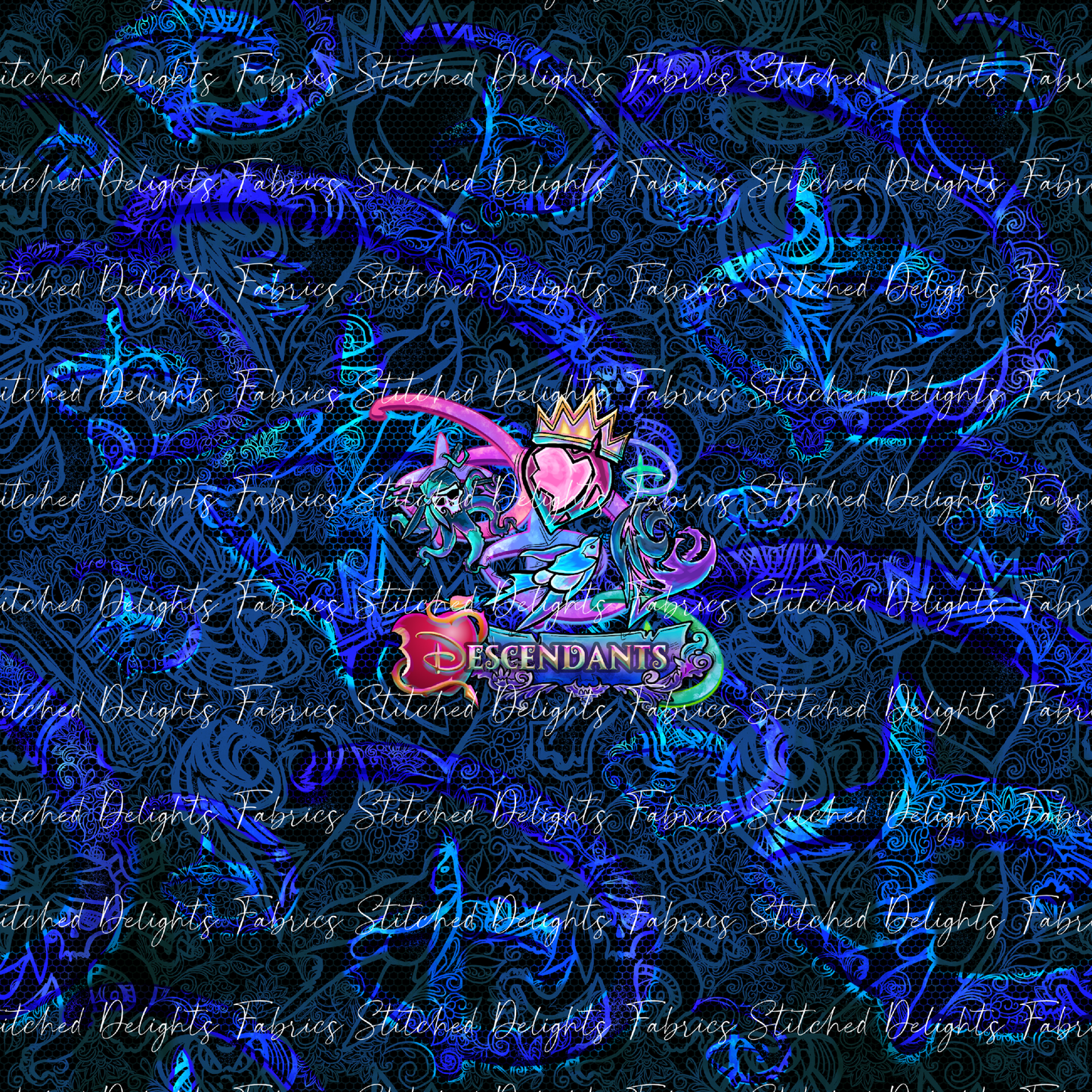 Descendants Neon Blue Symbols Panel