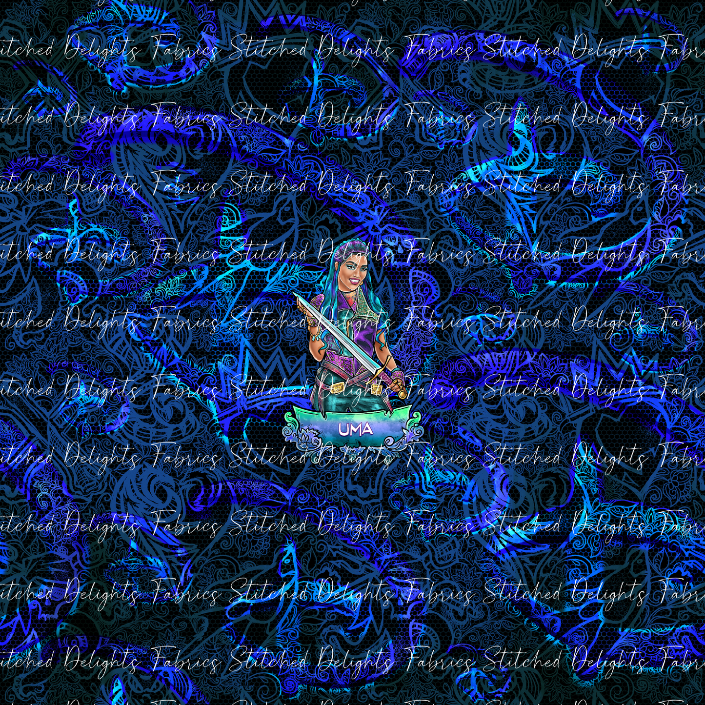 Descendants Neon Blue Uma Panel