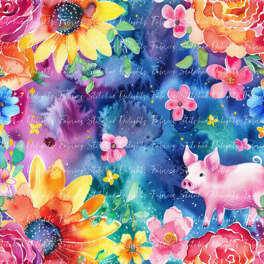 Floral Animals Pig 5