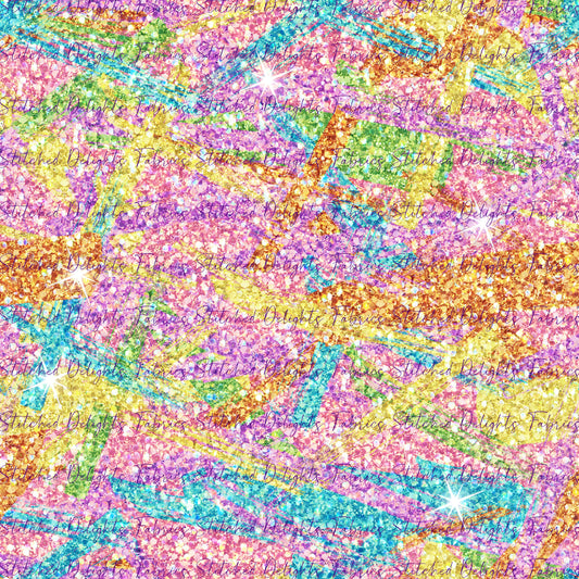 Pastel Rainbow Brush Strokes Glitter