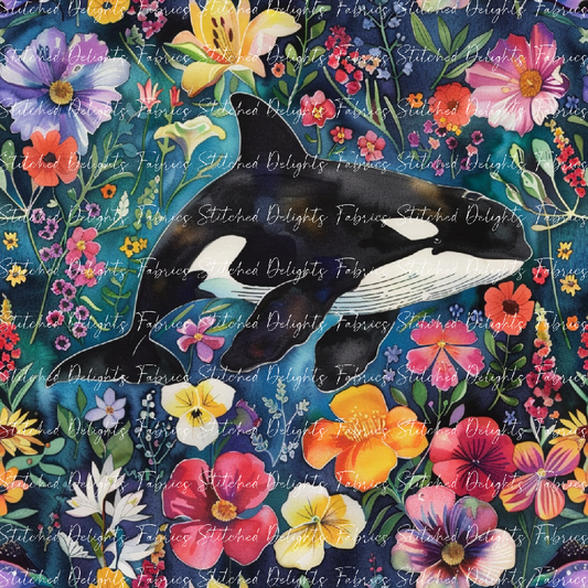 Floral Animals Killer Whale