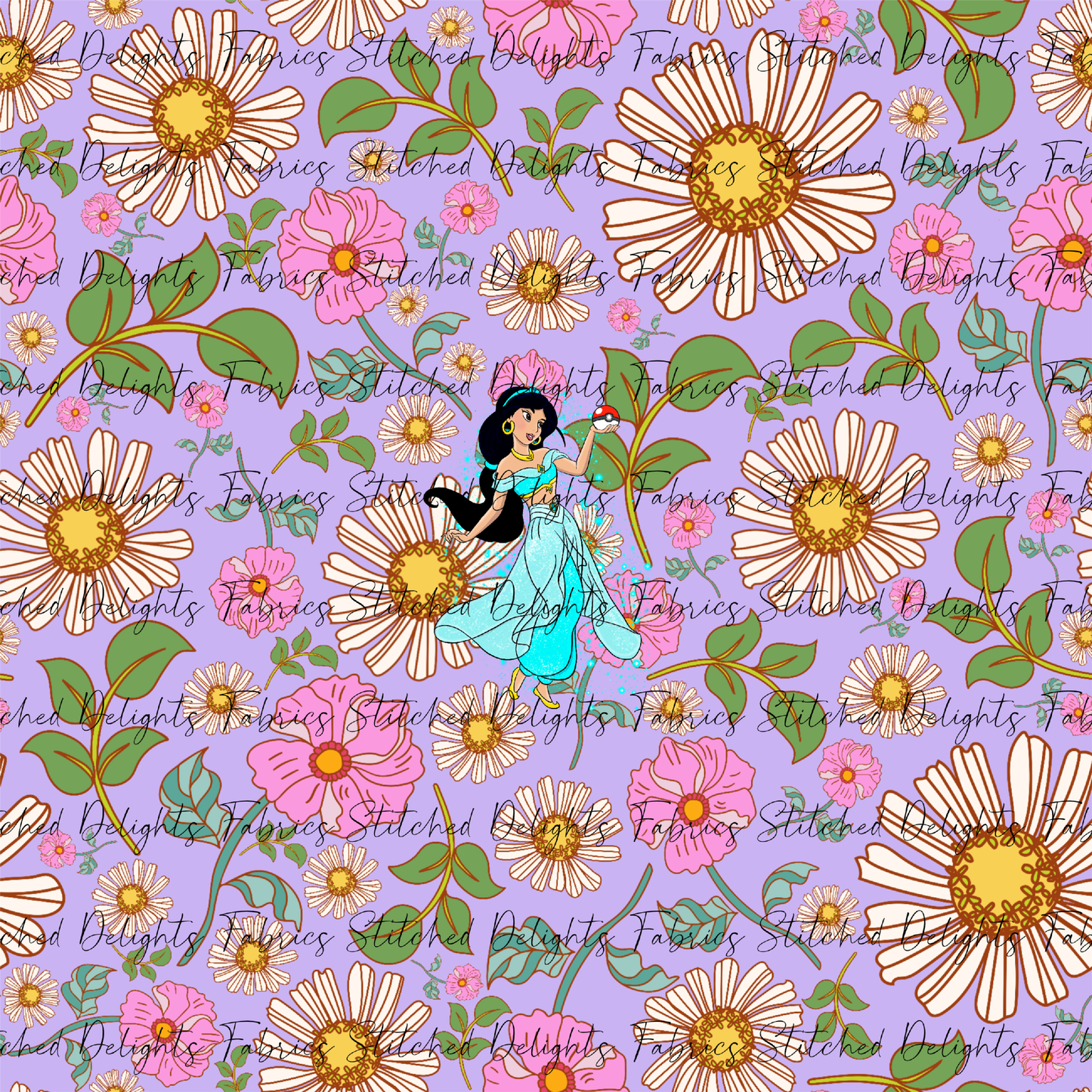 Poke Princess Purple Florals Jasmine Panel