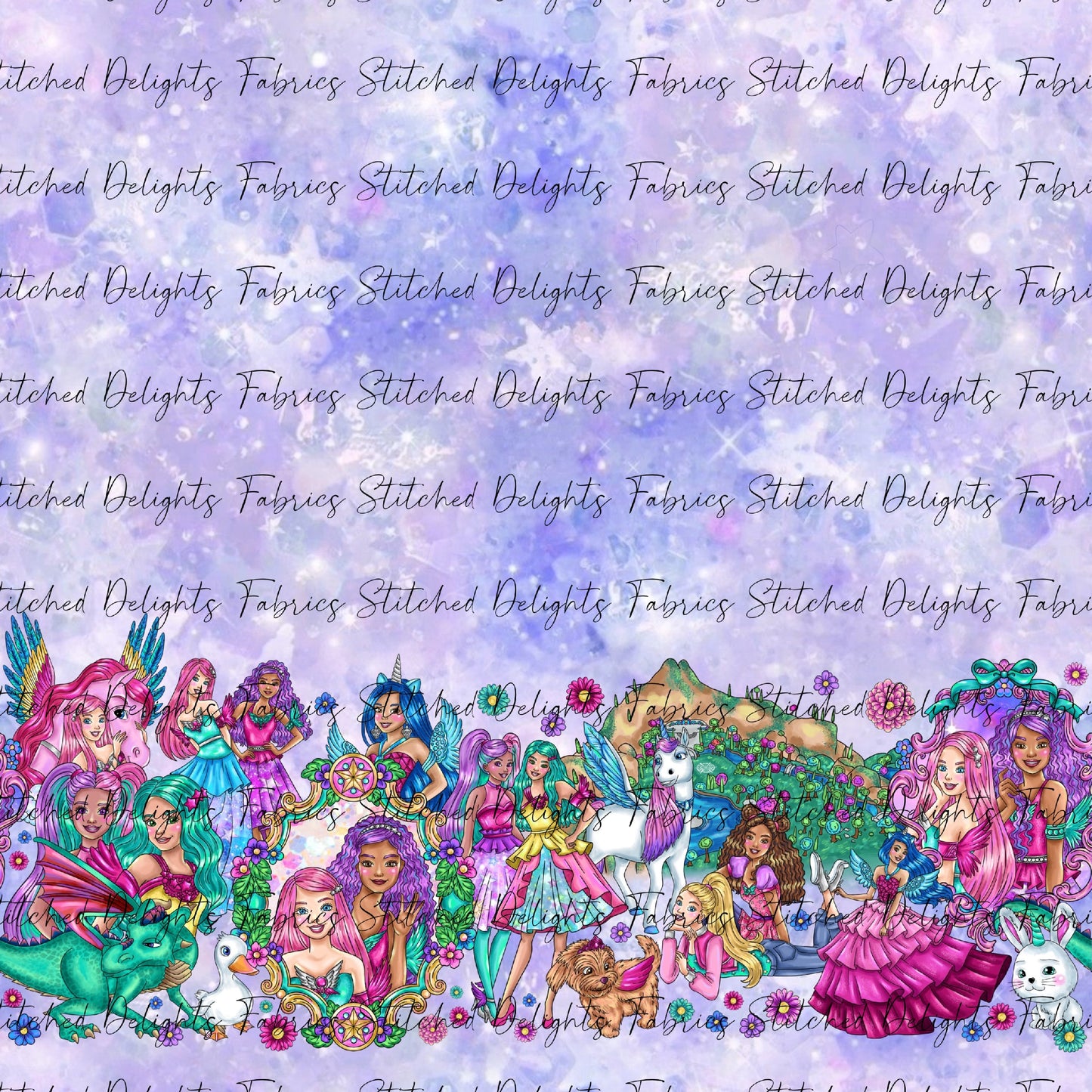 Barbie's Magical Touch Border Blue Silver Sparkles
