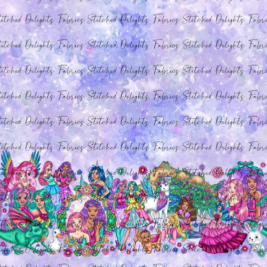 Barbie's Magical Touch Border Blue Silver Sparkles
