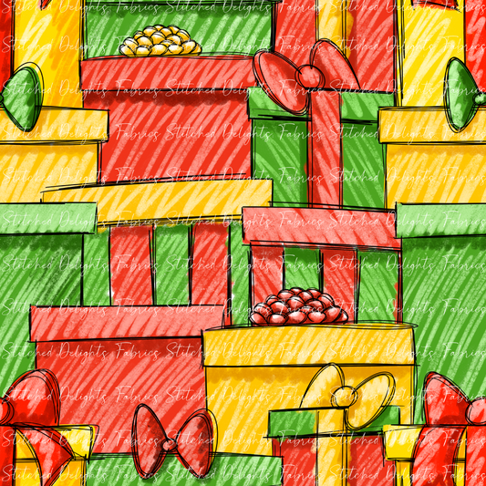 Sketchy Christmas Stacked Gifts Co-Ord