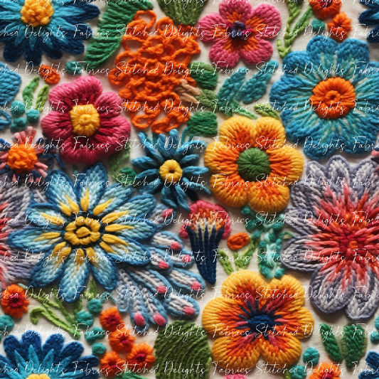 70's Floral Embroidery