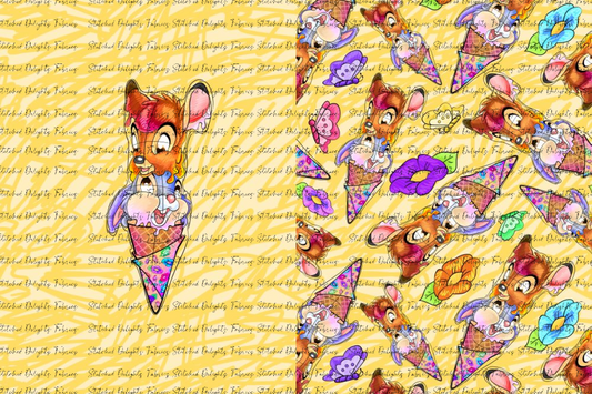 Deer & Rabbit Icecream Swirls Blanket Panels
