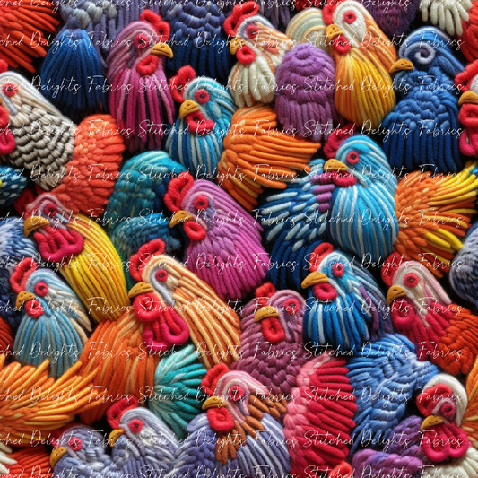 Stacked Chickens Embroidery