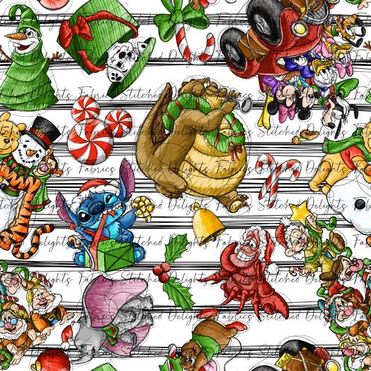 Sketchy Christmas Black Stripes Tossed