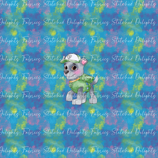 Watercolour Paw Patrol Rocky Blue Panel