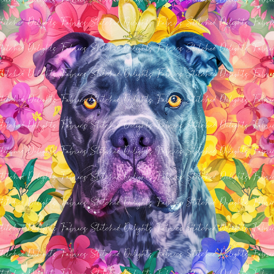 Floral Animals Pitbull