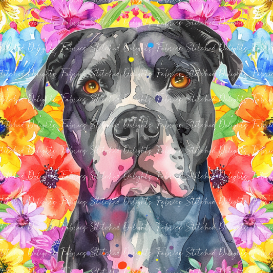 Floral Animals Pitbull 2