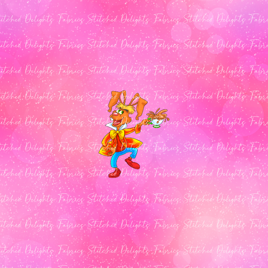 Adventures In Wonderland March Hare Pink Panel