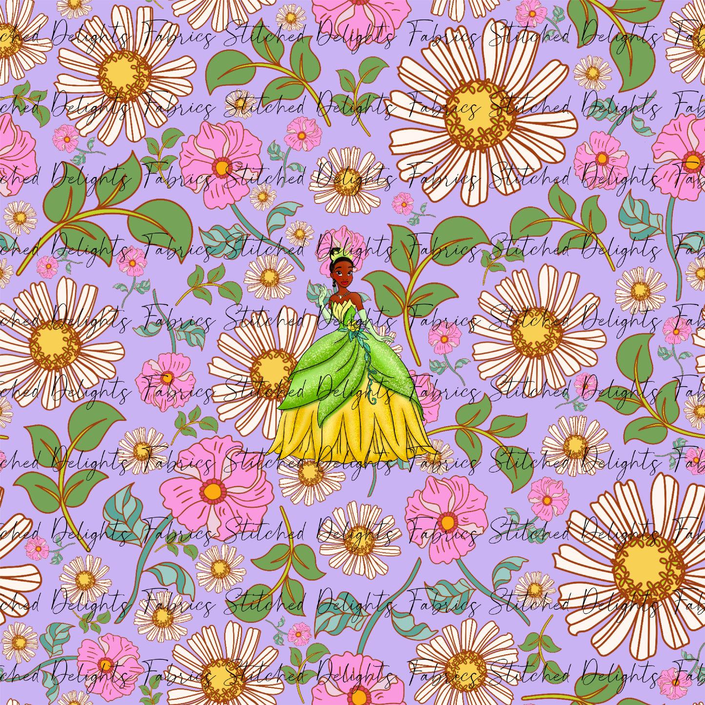 Poke Princess Purple Florals Tiana Panel