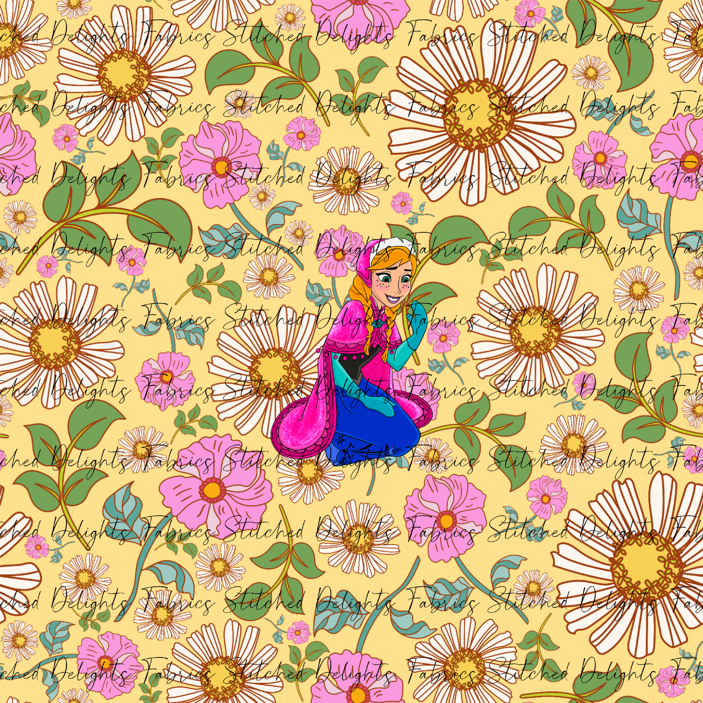 Poke Princess Yellow Florals Anna Panel