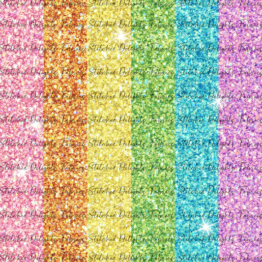 Pastel Rainbow Stripes Glitter