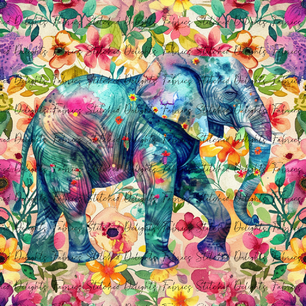 Floral Animals Elephants 3