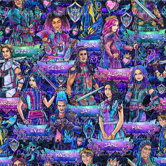 Descendants Stacked Banners Neon Blue