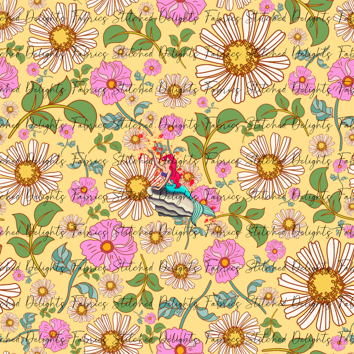 Poke Princess Yellow Florals Ariel Panel