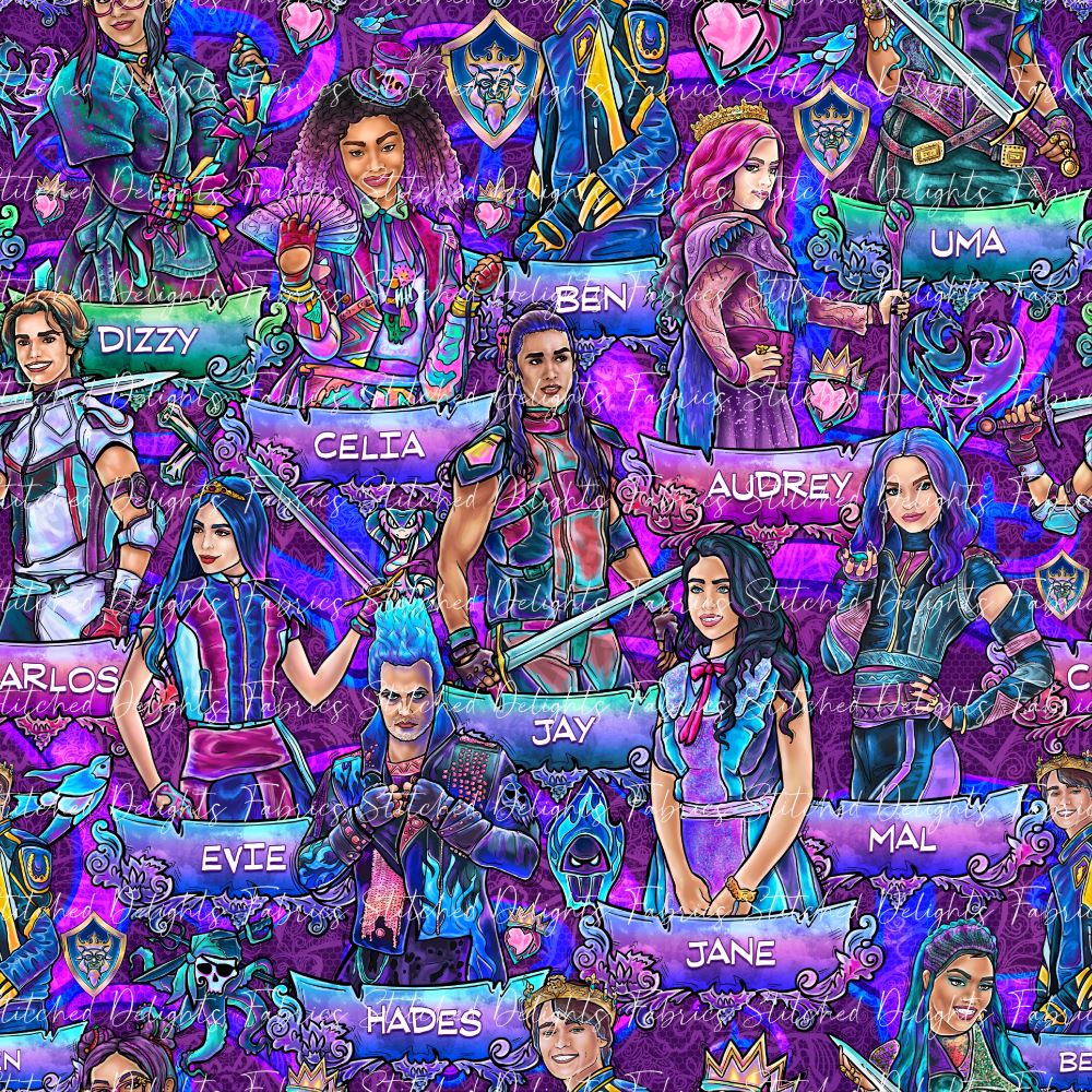 Descendants Stacked Banners Purple