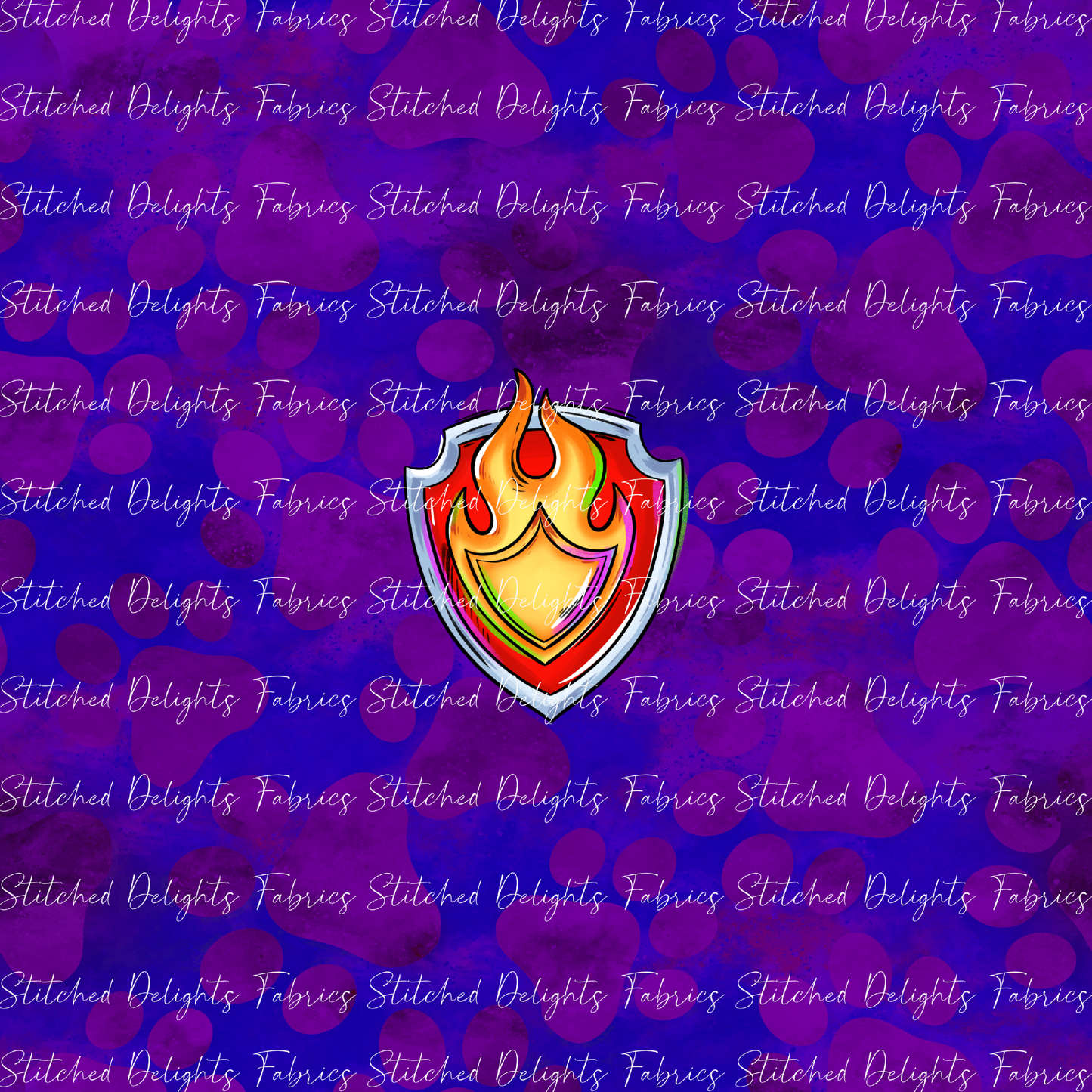 Mighty Pups Blue Purple Fire Badge Panel