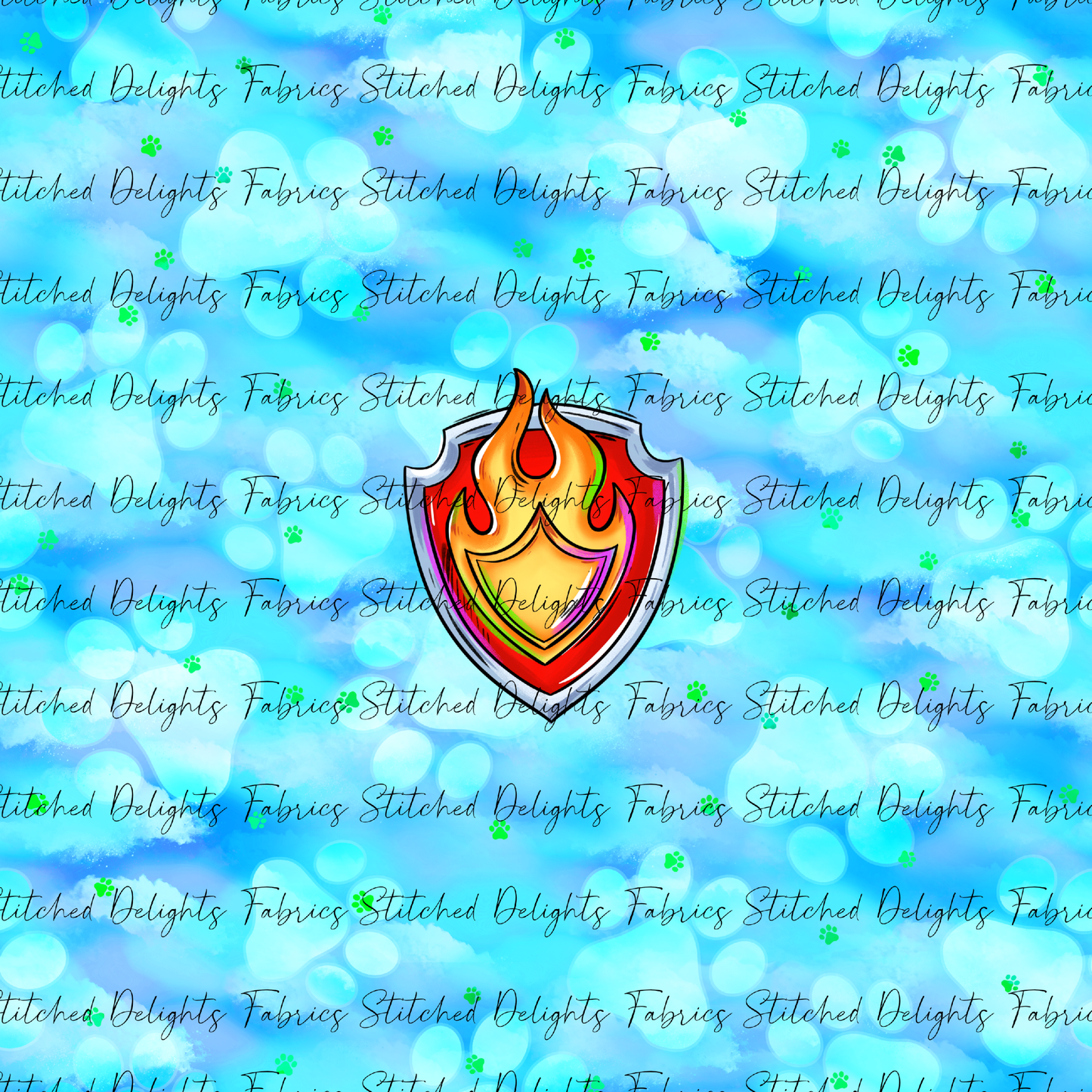 Mighty Pups Light Blue Fire Badge Panel