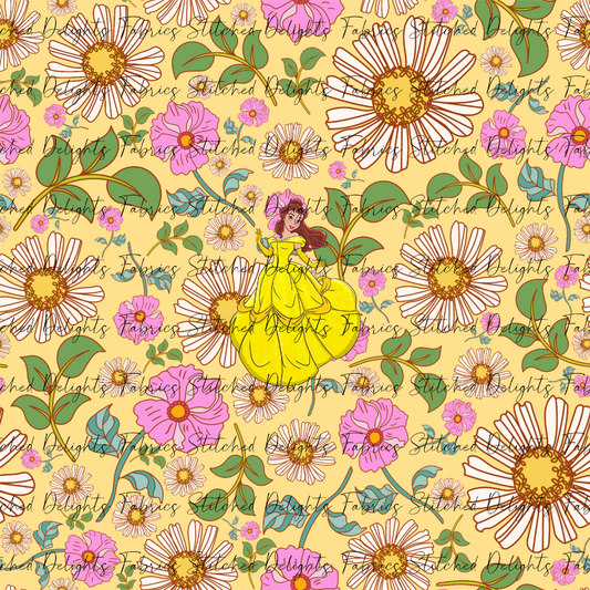 Poke Princess Yellow Florals Belle Panel