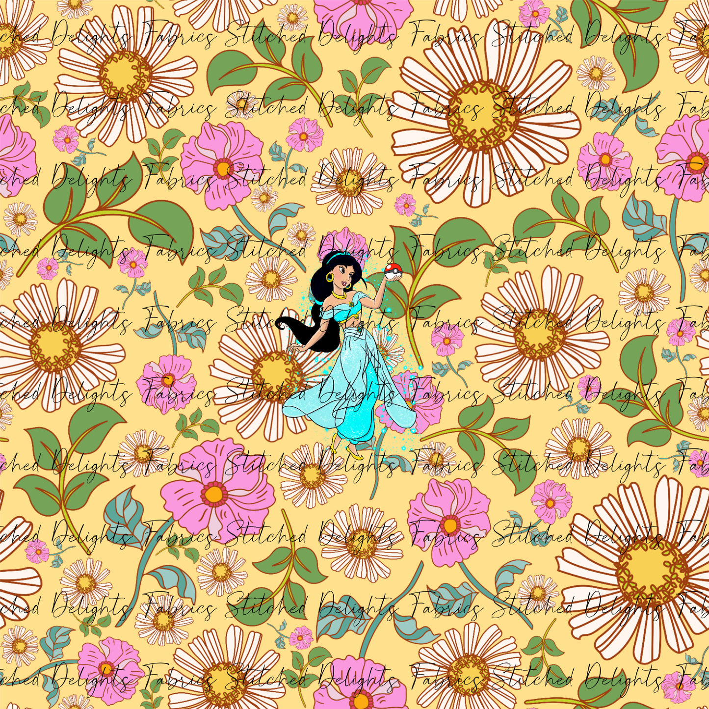 Poke Princess Yellow Florals Jasmine Panel