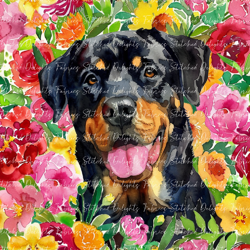 Floral Animals Rottweiler