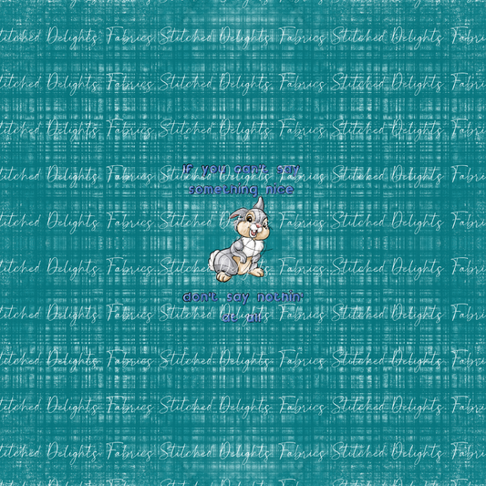 Forest Friends Thumper Teal Linen Panel