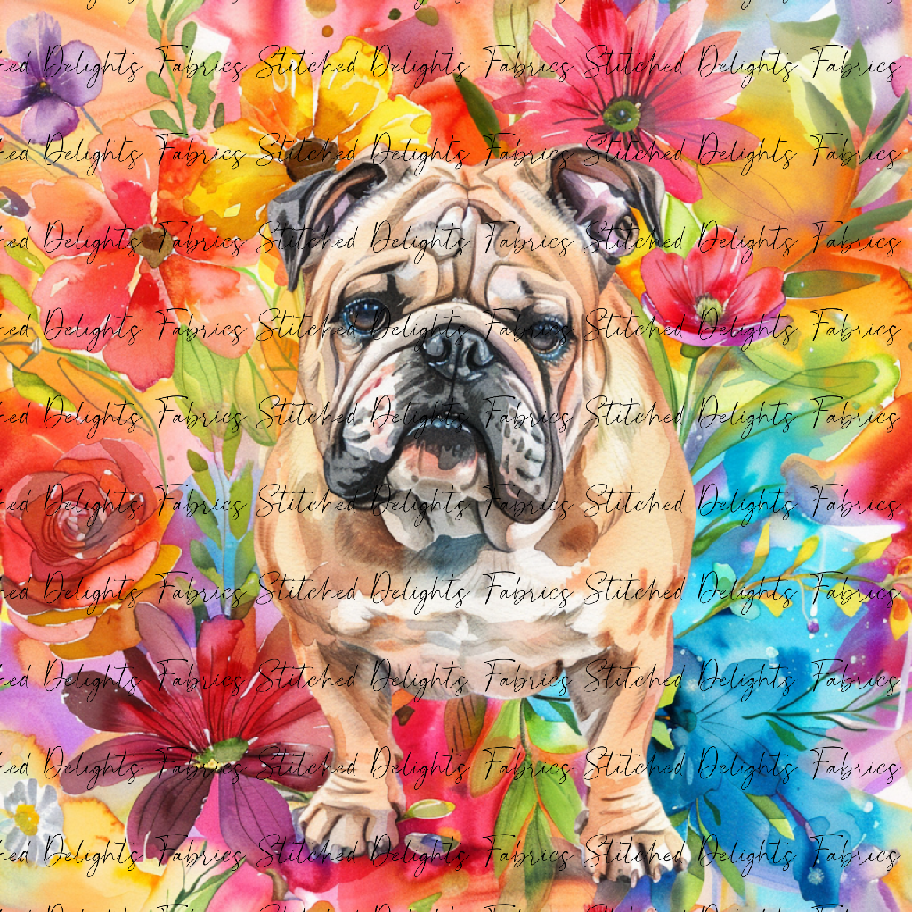 Floral Animals English Bulldog 2