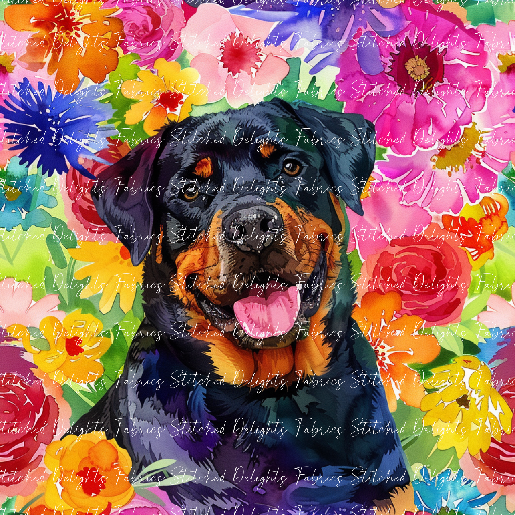 Floral Animals Rottweiler 2