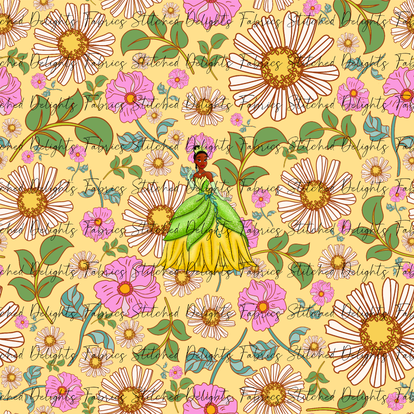 Poke Princess Yellow Florals Tiana Panel