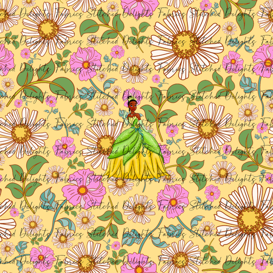 Poke Princess Yellow Florals Tiana Panel