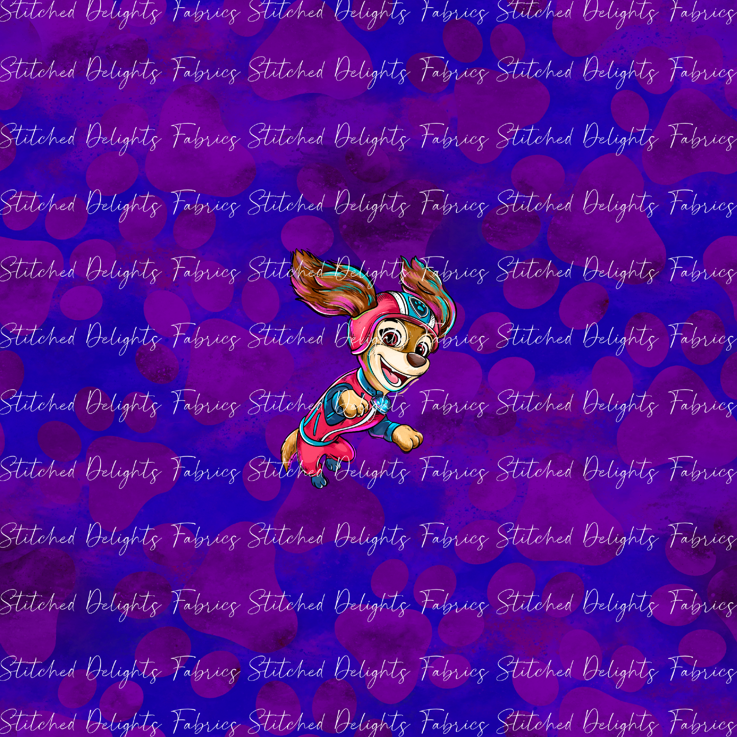 Mighty Pups Blue Purple Liberty Panel