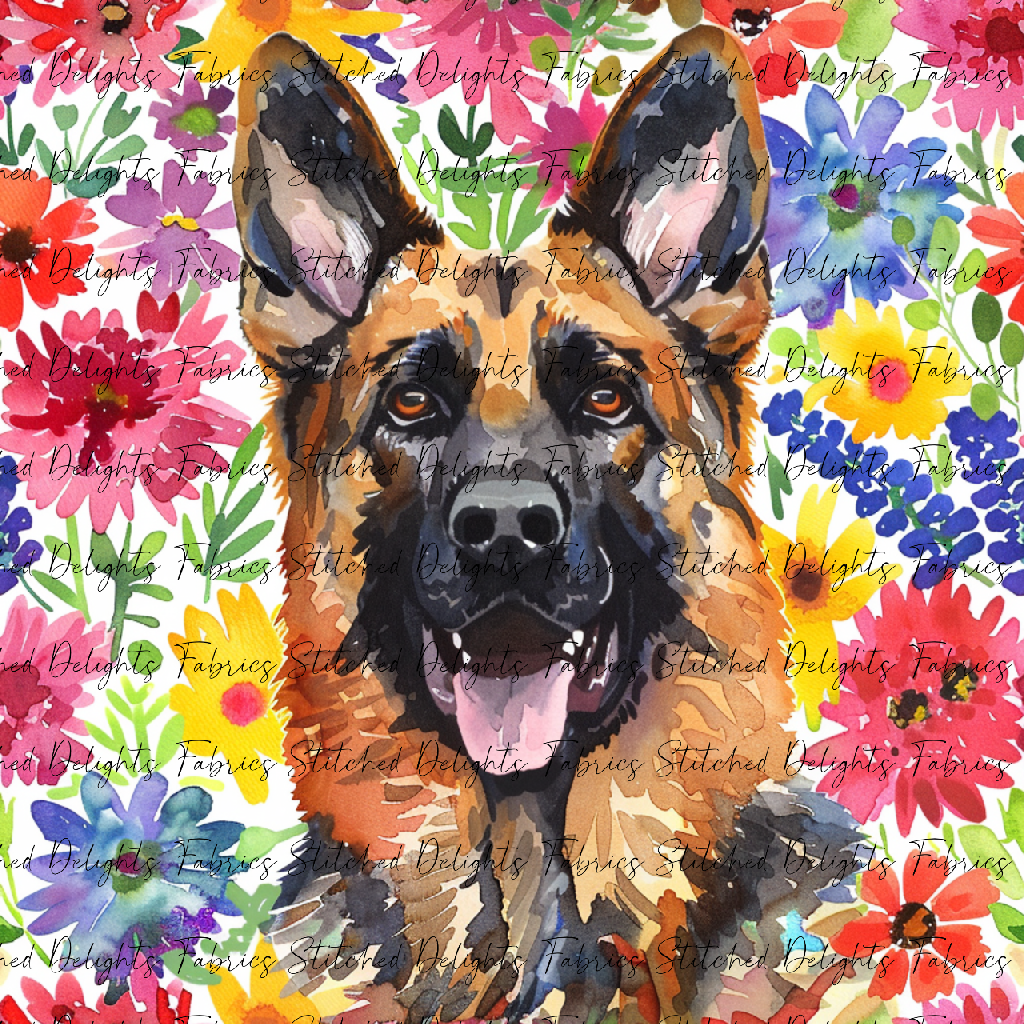 Floral Animals German Shepard