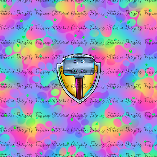 Mighty Pups Rainbow Construction Badge Panel