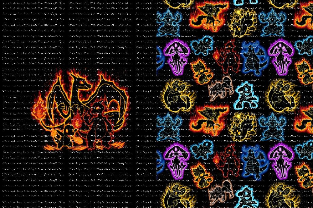 Poke Silhouettes Charmander Evolutions Blanket Panels