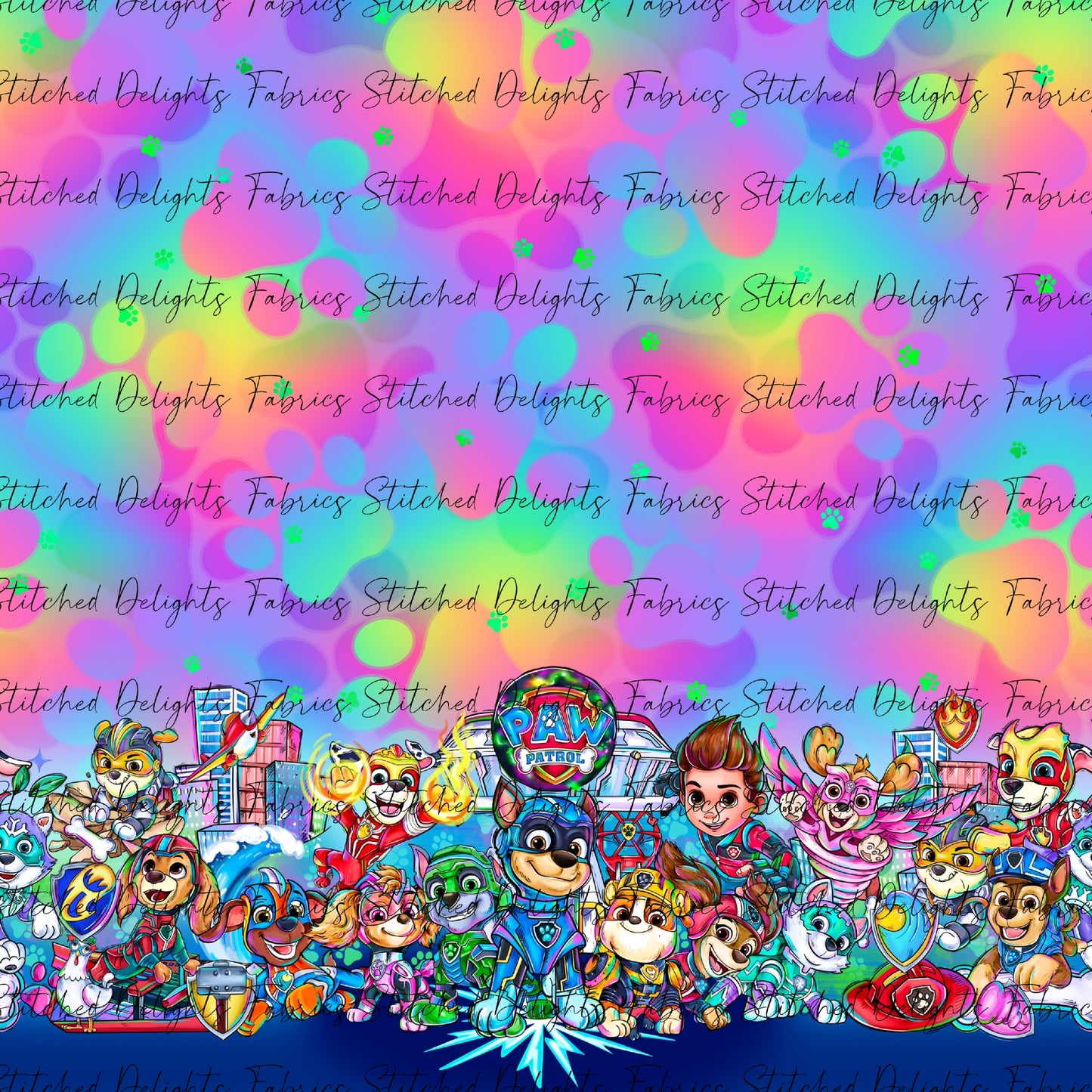 Mighty Pups Rainbow Border Print