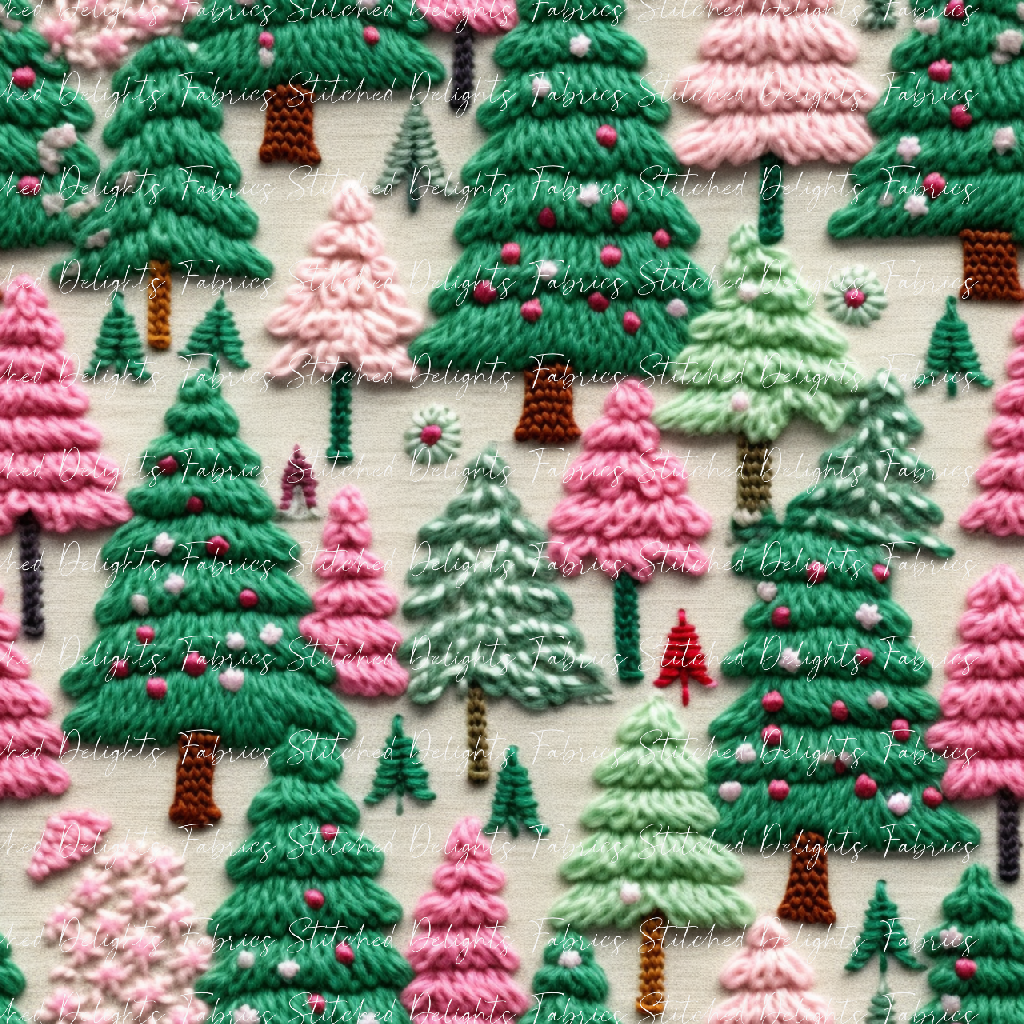 Embroidered Christmas Trees