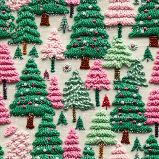Embroidered Christmas Trees