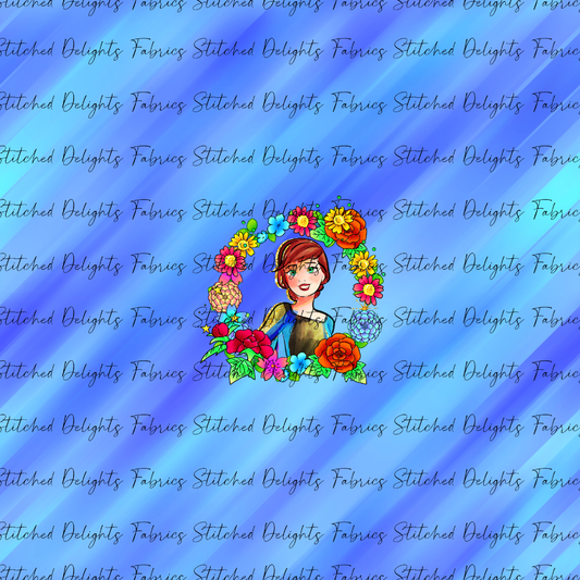 Princesses & Castles Anna Floral Wreaths Blue Panel