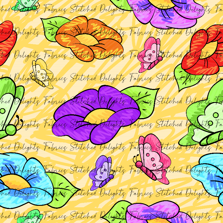 Butterflies & Flowers Swirls