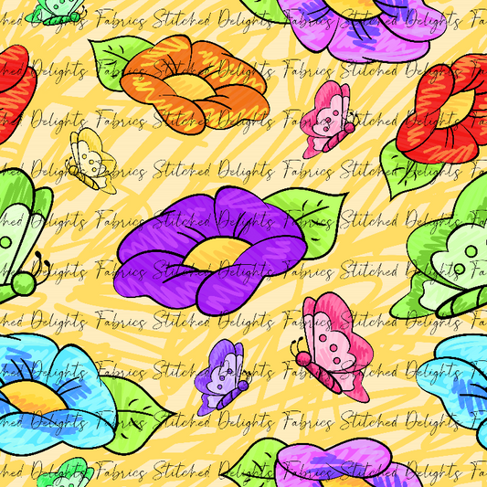 Butterflies & Flowers Swirls